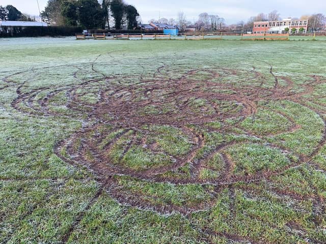 The damaged pitches at Leyland Albion in Centurion Way.
