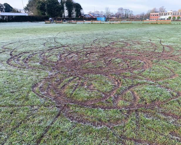 The damaged pitches at Leyland Albion in Centurion Way.