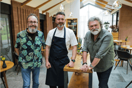 The Hairy Bikers pictured last week with Mark Birchall at Moor Hall.