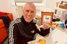 Happy Monday's star Bez enjoying a takeaway from Manjaro's. Credit: Manjaro's