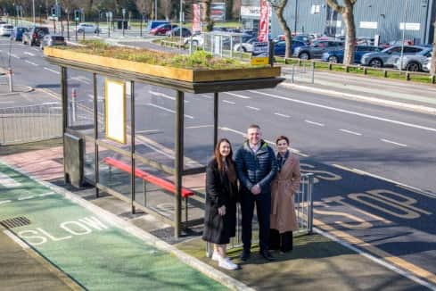 Jennifer Richards, Clear Channel estate manager, County Councillor Scott Smith, cabinet member for highways and active travel, Emma Lloyd, Clear Channel portfolio partnership manager.