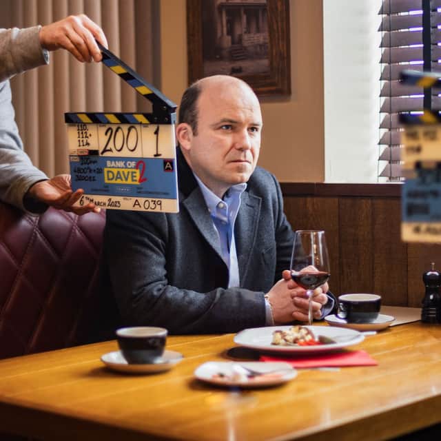 And go! Rory Kinnear filming a scene for Bank of Dave the sequel which will be released  on Netflix next year.