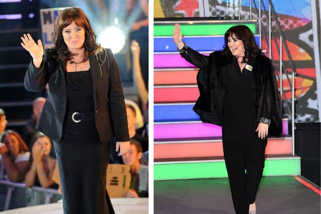 L: Coleen leaving the Celebrity Big Brother house in 2012. R: entering it again in 2017. Credit: Getty