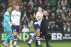Preston North End's Milutin Osmajic is forced off