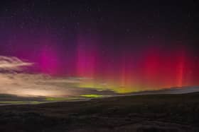 Aurora Borealis captured at Jubilee Tower in Lancaster. Credit: MandM Photography