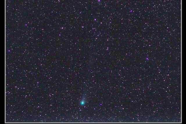 Composite photo of 12/Pons-Brooks comet taken in Kendal, Cumbria by Stuart Atkinson. A comet that passes by Earth once every 71 years is currently visible in the night sky using binoculars or small telescopes. Issue date: Saturday March 16, 2024. Picture by Stuart Atkinson/PA Wire