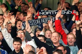 PNE fans celebrate a 1-0 win against Scunthorpe in April 2000