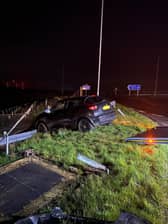 The crash on the roundabout at Edith Rigby Way, near the M55 in Preston. Picture credit: Lancashire Police