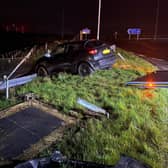 The crash on the roundabout at Edith Rigby Way, near the M55 in Preston. Picture credit: Lancashire Police