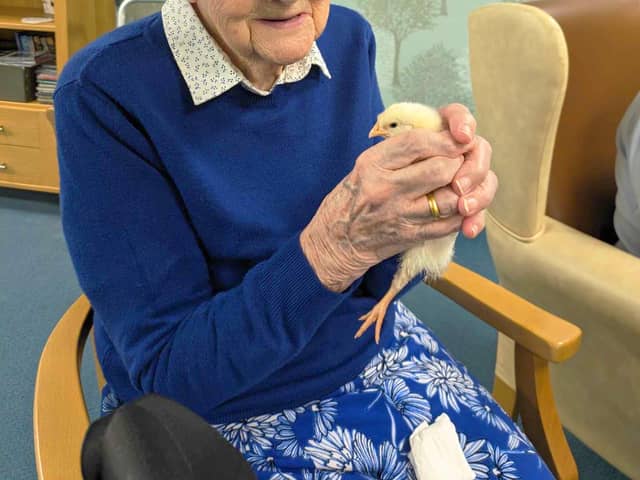 One of the residents with a chick. 