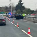 The scene of the crash on the A6 London Way in Bamber Bridge on Tuesday afternoon