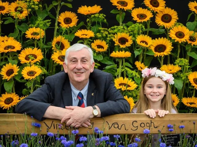 Sir Lindsay Hoyle and a guest pictured at the Chorley Flower Show last year.