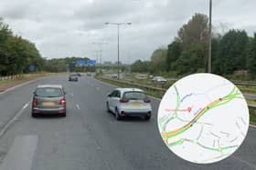 Traffic was building on the M55 eastbound following a crash near Preston (Credit: Google/ AA)