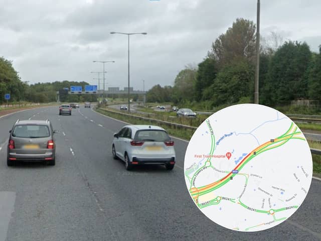 Traffic was building on the M55 eastbound following a crash near Preston (Credit: Google/ AA)