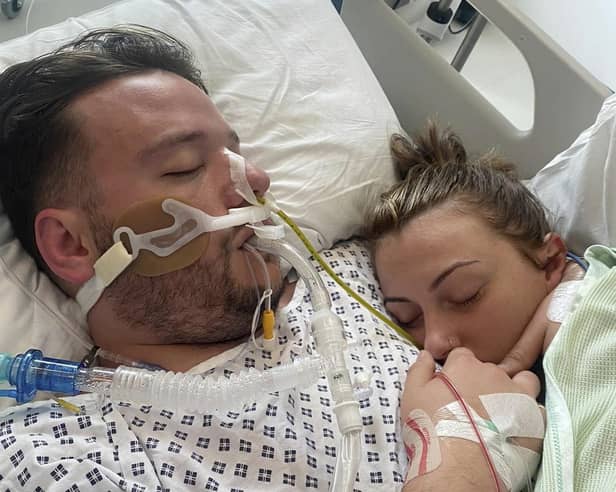 Kaitlyn Booth with her boyfriend Jack Jermy-Doyle in hospital prior to his death. 