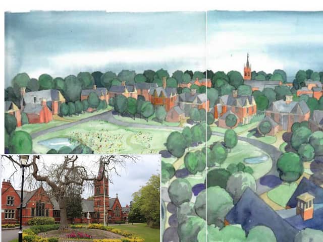 An artist's impression of what the site will look like. Inset: How it looks now.