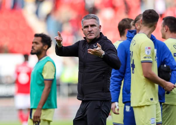 Preston North End manager Ryan Lowe thanks the supporters after the match