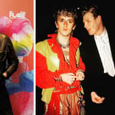 Left: DJ Rusty Egan in 2022. Right: pictured with Steve Strange, of Visage, in the eighties.