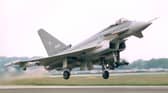 Typhoon DA2 takes off from Warton Aerodrome for its first UK test flight on April 6, 1994