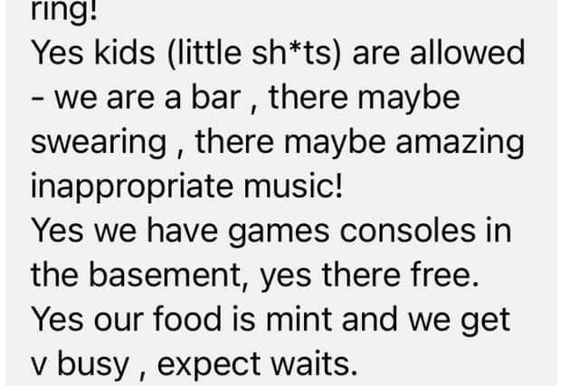 The restaurant which also serves up a range of cocktails and carbs previously jested that there would be gaming in the new venue and that ‘little sh*ts are still welcome’.