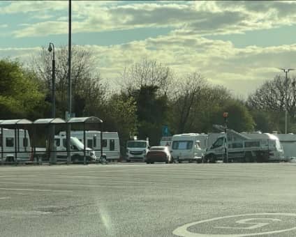 Travellers moved on the Tesco superstore car park in Leyland on Sunday