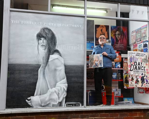 Malcolm Allen commissioned the mural of Taylor Swift to celebrate her new album The Tortured Poets Department