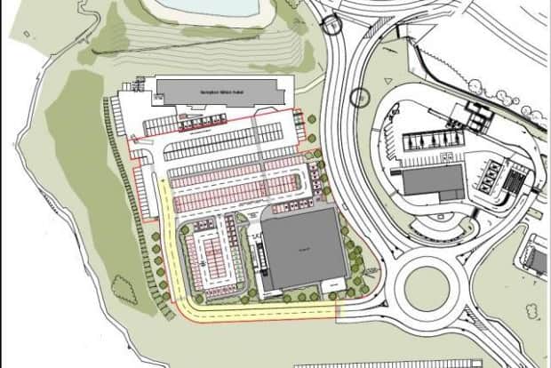 A birds-eye view of how the site would be laid out for the proposed store.