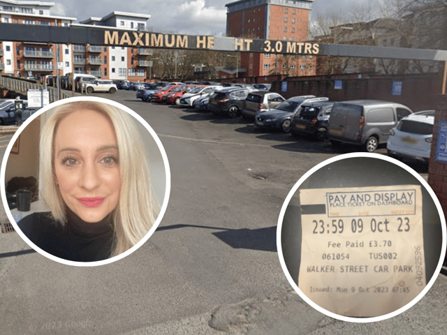 Emma Downey has been slapped with £170 fine despite pay and displaying parking ticket in Walker Street car park, Preston