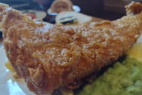 Hand-battered fish and a chips at Three Lights in Fleetwood