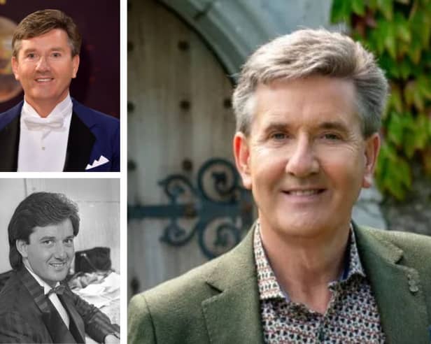 Top l: Daniel O'Donnell attends the red carpet launch of "Strictly Come Dancing 2015". Bottom l: pictured in 1988. Right: Daniel in his Blackpool show poster