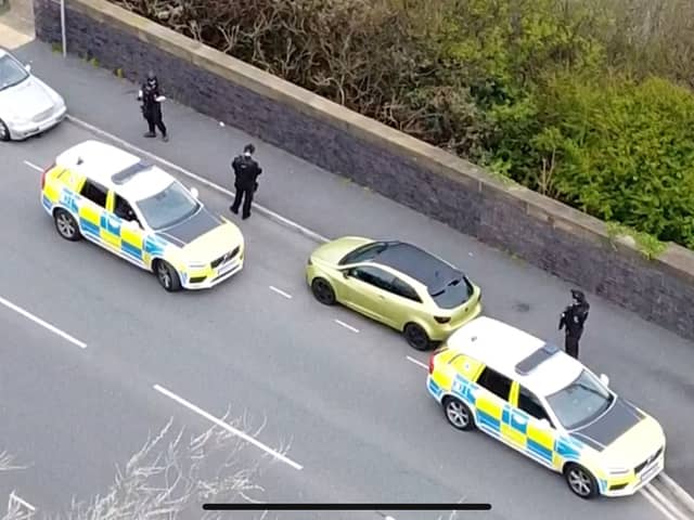 Armed police respond to reports of a man with a handgun on Waterloo Road Bridge in Blackpool - Picture and video credit Dan Mark