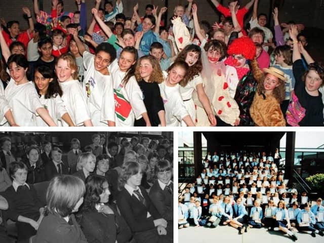 Top: Archbishop Temple High School in 1992. Bottom right: In 1994. Bottom left: Pupils of the then named William Temple School in 1978.