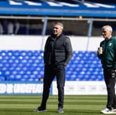Preston North End's manager Ryan Lowe and first team coach Mike Marsh 