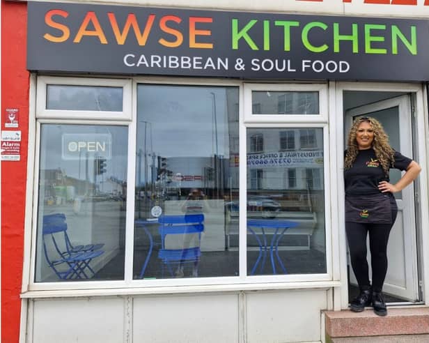 Priya Chauhan outside her new takeaway 'Sawse Kitchen' on Strand Road in Preston.