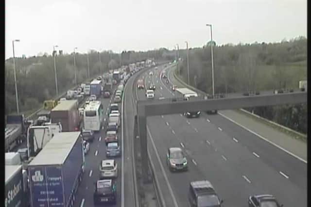 Heavy traffic was building on the M6 following a collision involving a pedestrian near Preston (Credit: National Highways)