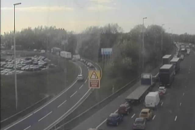 Congestion on the M6 northbound near junction 31A/ Haighton Interchange (Credit: National Highways)