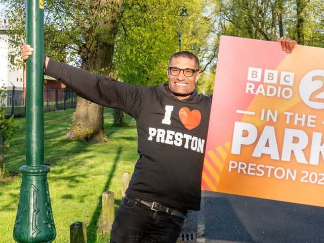 Radio 2's Richie Anderson in Preston's Moor Park - where Radio 2 in the Park will be held this year. Credit: BBC