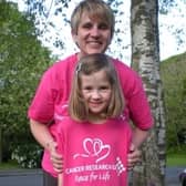 An early picture of Jessica Clayton, 22, and her late mum and former Gillibrand Primary School headteacher Ashley Clayton, 55, taking part a Race For Life.