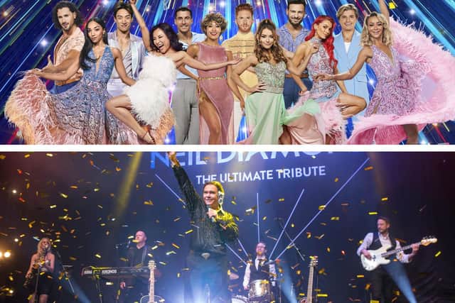 Top: Strictly Come Dancing, The Professionals. Bottom: Sweet Caroline, Neil Diamond Tribute