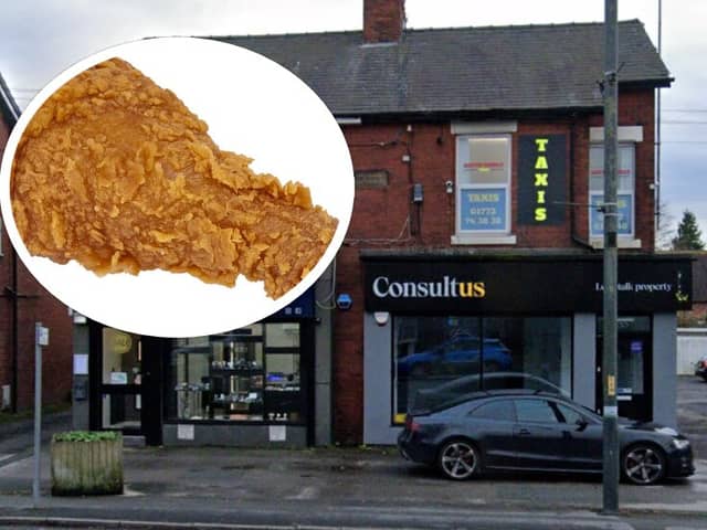 Councillors were concerned over the smell of fried chicken from the proposed Chester's Chicken shop (right) wafting in through the windows of neighbouring flats (images: Google/Pixabay)