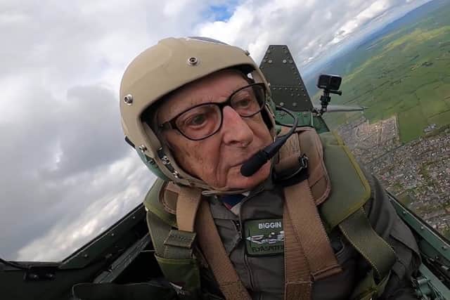 Alan in the cockpit of the Spitfire which was seen doing leisure flights over Lancashire at the weekend