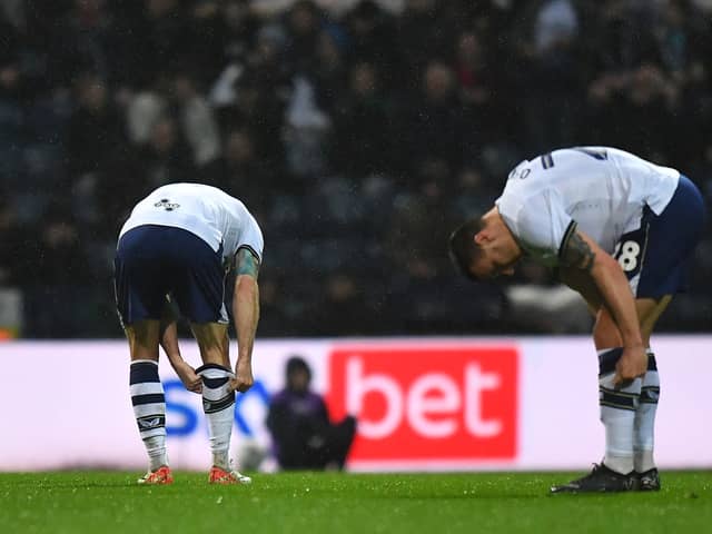 Dejected Preston North End players