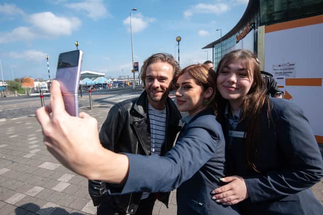 Actor Jack P Shepherd, who plays David Platt in TV soap Coronation St, meets some fans after cutting the ribbon to offically open the new Holiday Inn on Talbot Road