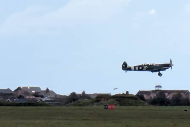Local photographer Jane Alder snapped this picture of the Spitfire taking off from Blackpool Airport. Pic credit: Jane Alder