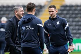 Ryan Lowe with Alan Browne and Ched Evans