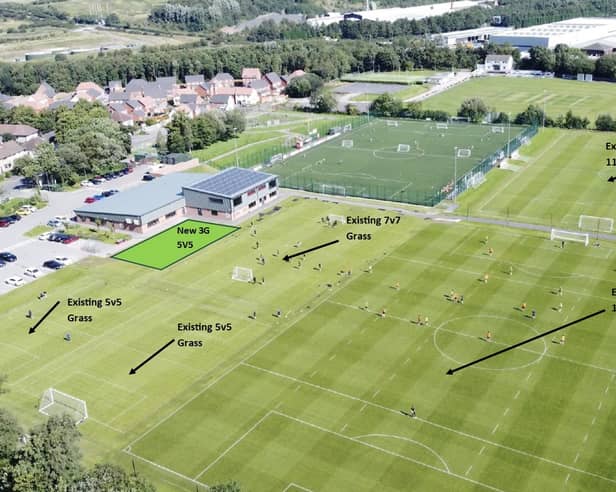 How the new five-a-side pitch would be laid out.