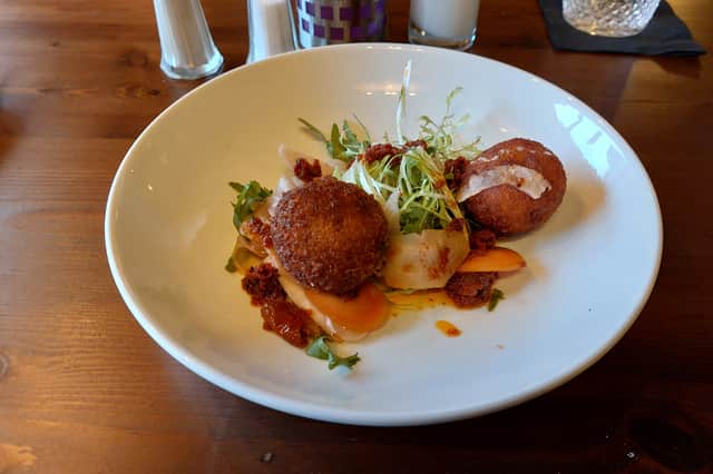 The feta and spring onion arancini for starters.