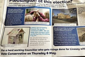 The factually incorrect Tory election leaflet in the Blackburn and Darwen area of Lancashire (Credit: Kate Hollern/ SWNS)