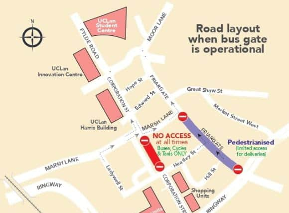 The new road layout when the Corporation Street bus gate becomes operational on Tuesday, May 21