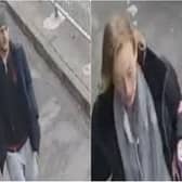 Officers are looking to identify these two people in connection with a high-value theft in Preston (Credit: Lancashire Police)